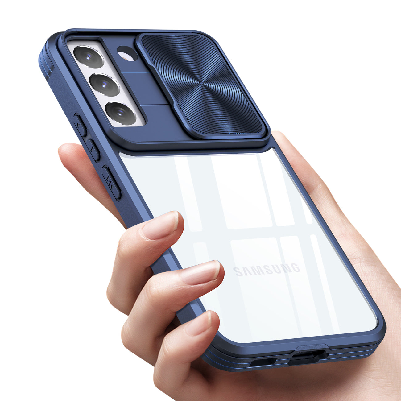 Protective Film Slide Camera Lens Phone Case For Samsung Galaxy S 22 In Navy