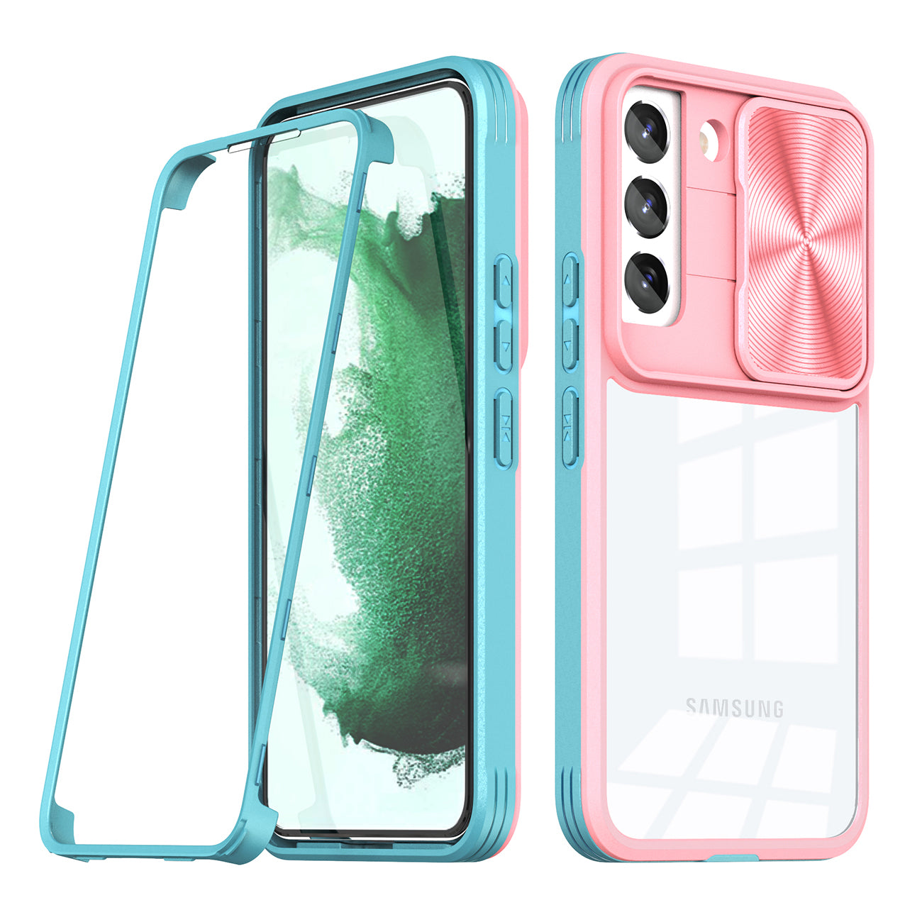 Protective Film Slide Camera Lens Phone Case For Samsung Galaxy S 22 In Pink