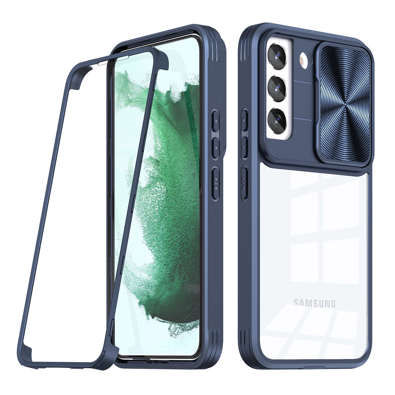 Protective Film Slide Camera Lens Phone Case For Samsung Galaxy S 22 Plus In Navy