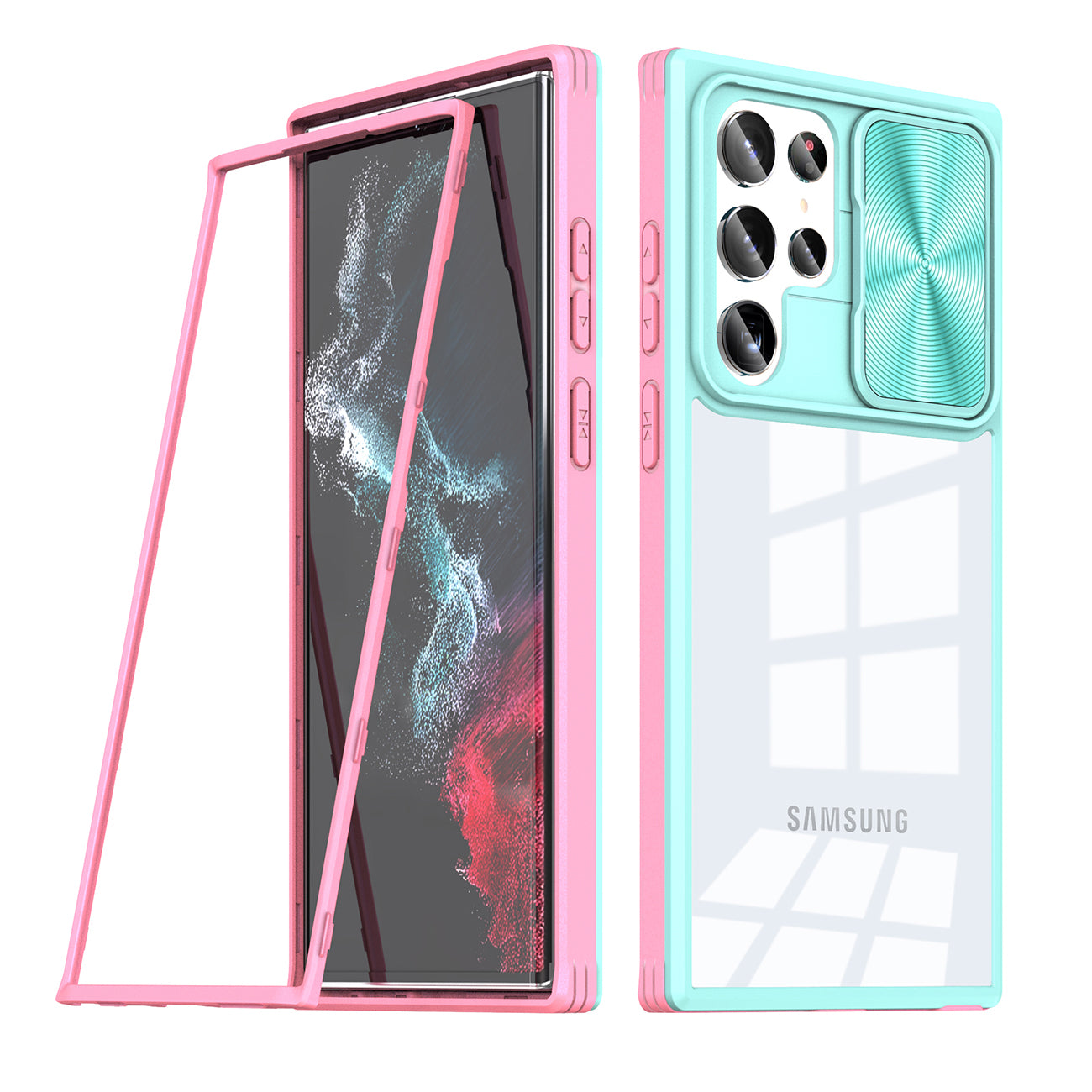 Phone Case With Mobile Phone Protective Film Slide Camera Lens Full Protection Samsung Galaxy S22 Ultra Blue Color