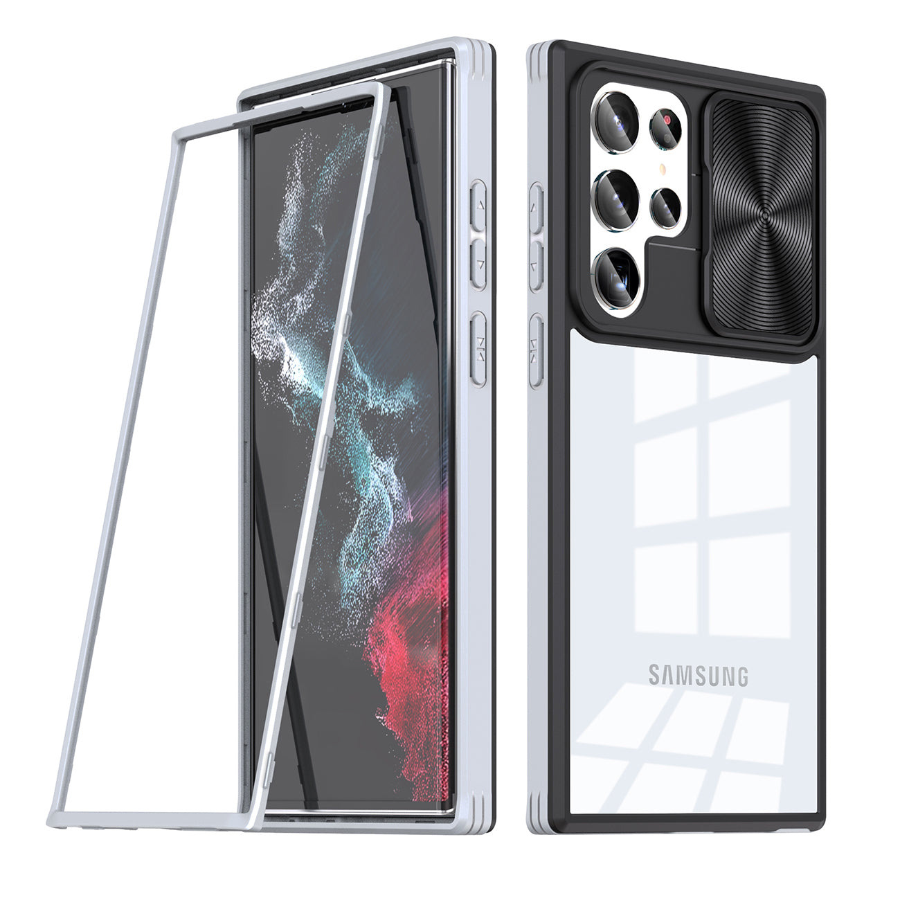 Phone Case With Mobile Phone Protective Film Slide Camera Lens Full Protection Samsung Galaxy S22 Ultra Gray Color