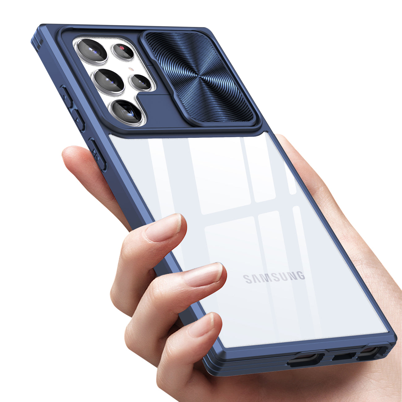 Phone Case With Mobile Phone Protective Film Slide Camera Lens Full Protection Samsung Galaxy S22 Ultra Navy Color