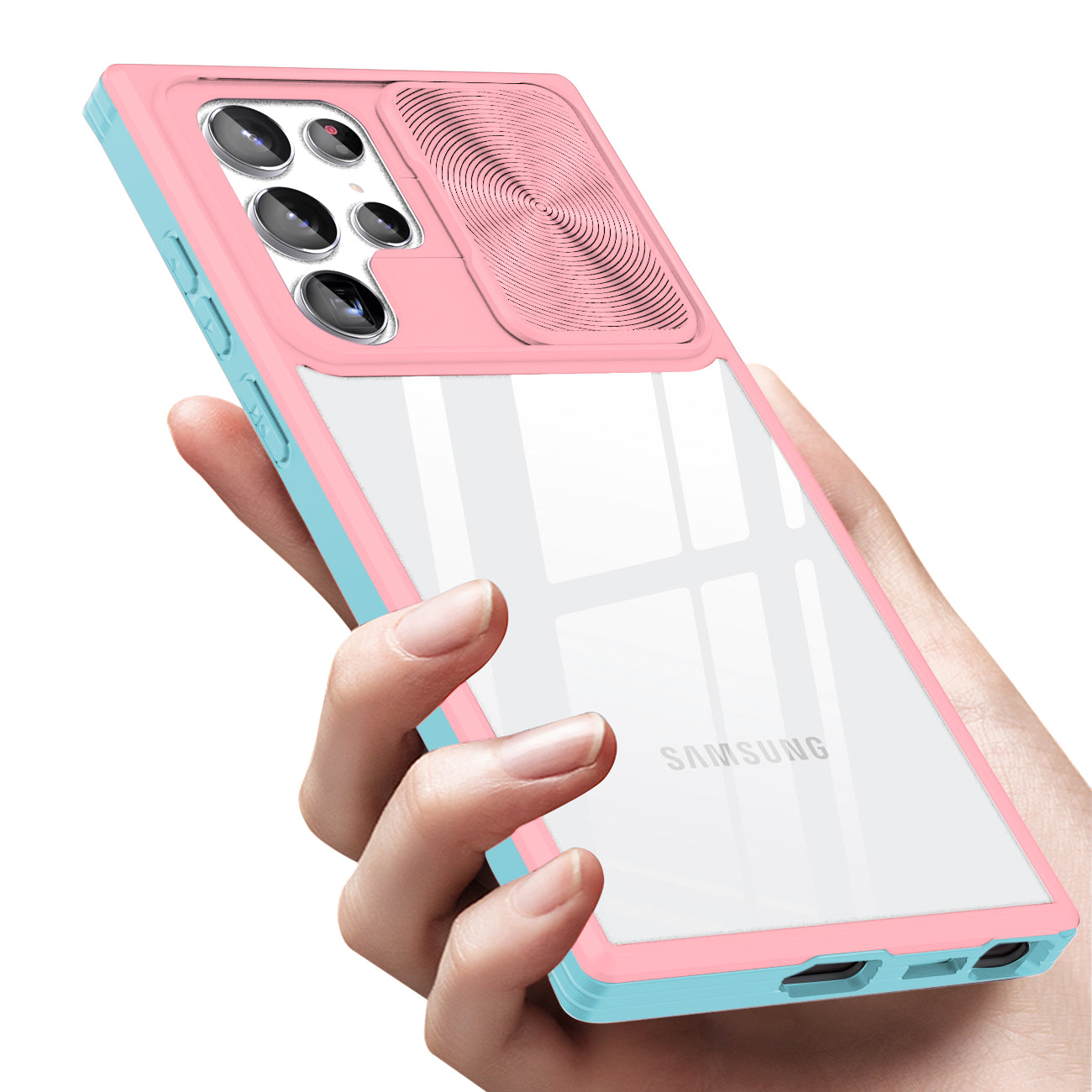 Phone Case With Mobile Phone Protective Film Slide Camera Lens Full Protection Samsung Galaxy S22 Ultra Pink Color