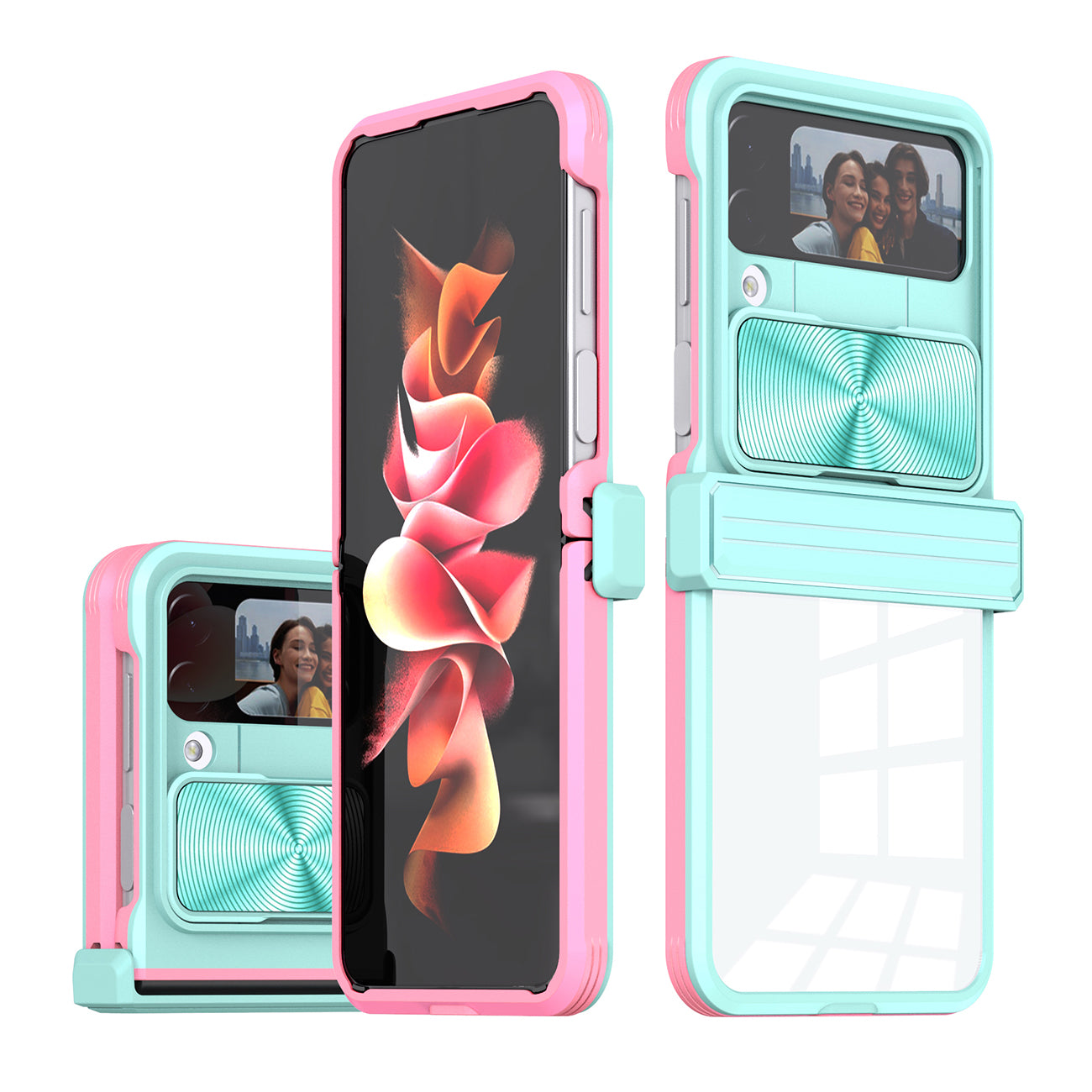 Protective Film Slide Camera Lens Phone Case For Samsung Galaxy Z Flip 4 In Blue