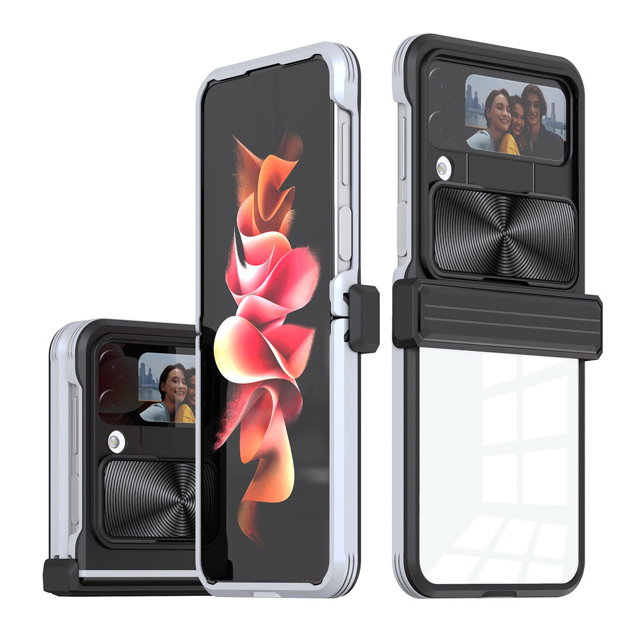 Protective Film Slide Camera Lens Phone Case For Samsung Galaxy Z Flip 4 In Gray