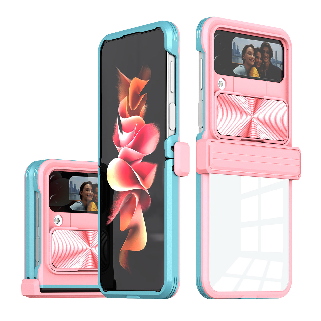 Protective Film Slide Camera Lens Phone Case For Samsung Galaxy Z Flip 4 In Pink