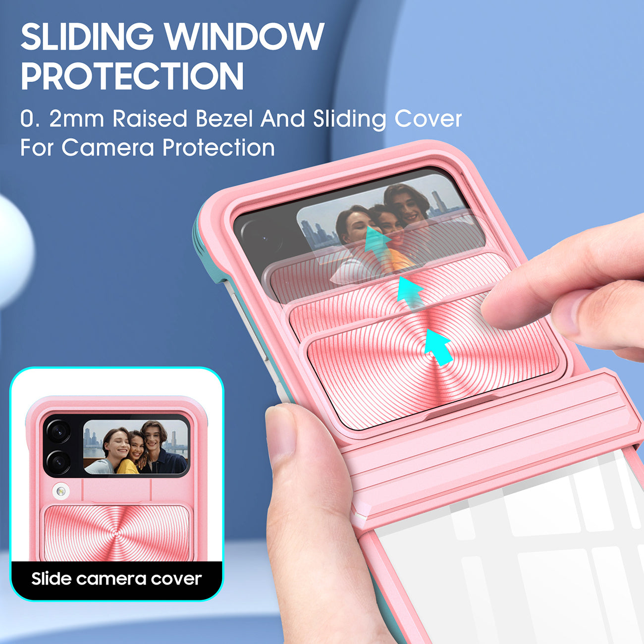 Protective Film Slide Camera Lens Phone Case For Samsung Galaxy Z Flip 4 In Pink