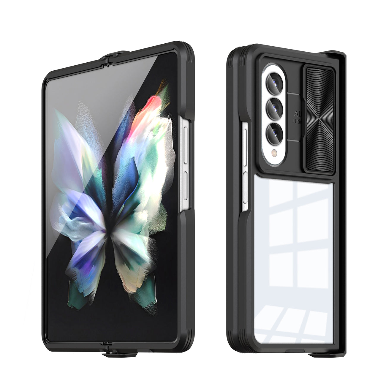 Protective Film Slide Camera Lens Phone Case For Samsung Galaxy Z Fold 4 In Black
