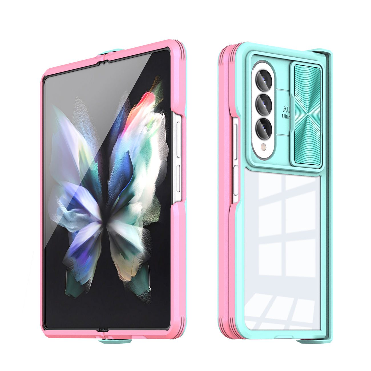 Protective Film Slide Camera Lens Phone Case For Samsung Galaxy Z Fold 4 In Blue