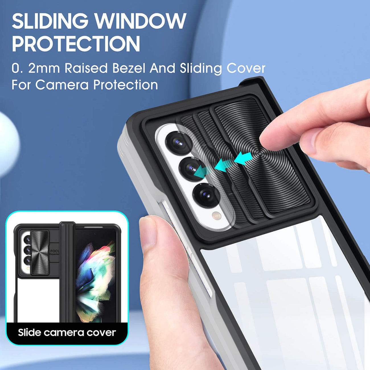 Protective Film Slide Camera Lens Phone Case For Samsung Galaxy Z Fold 4 In Gray