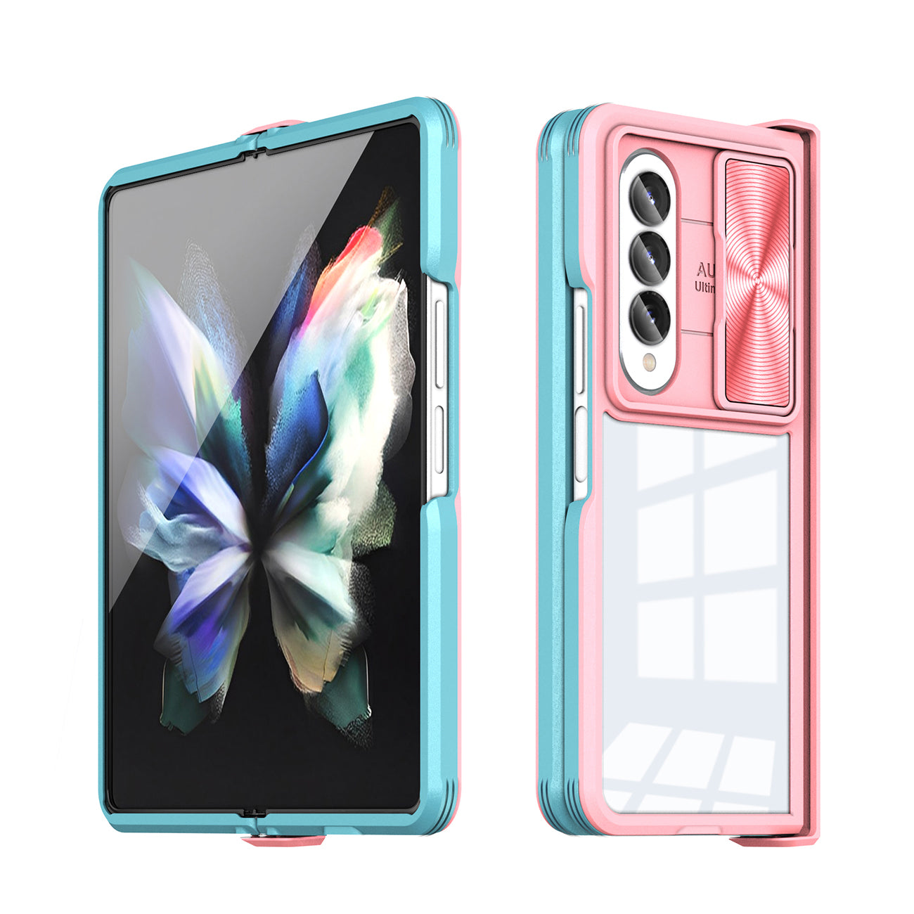 Protective Film Slide Camera Lens Phone Case For Samsung Galaxy Z Fold 4 In Pink