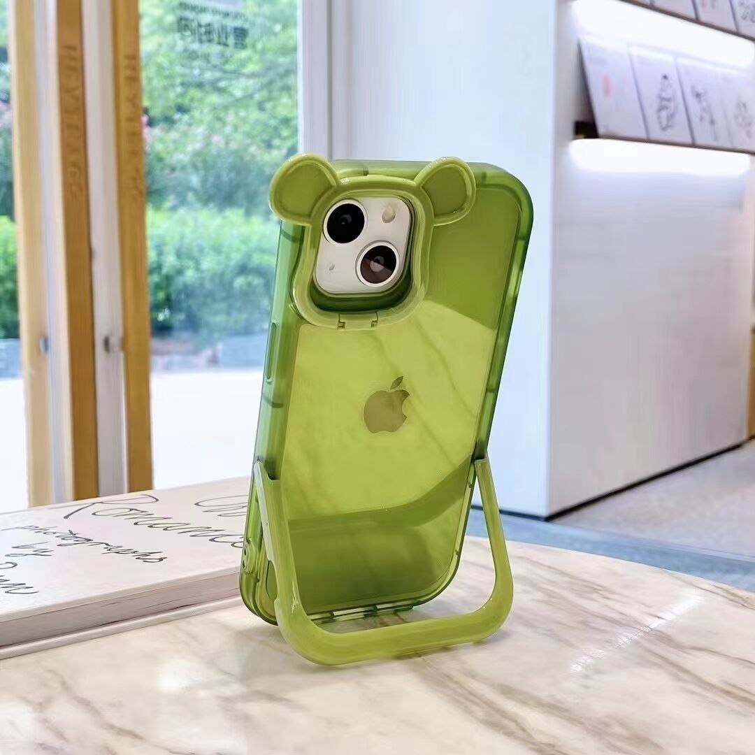 Fashion Design Fully Cover Frame Lens Protector Bracket Shockproof Phone Case For iPhone 14 Pro Max in Green