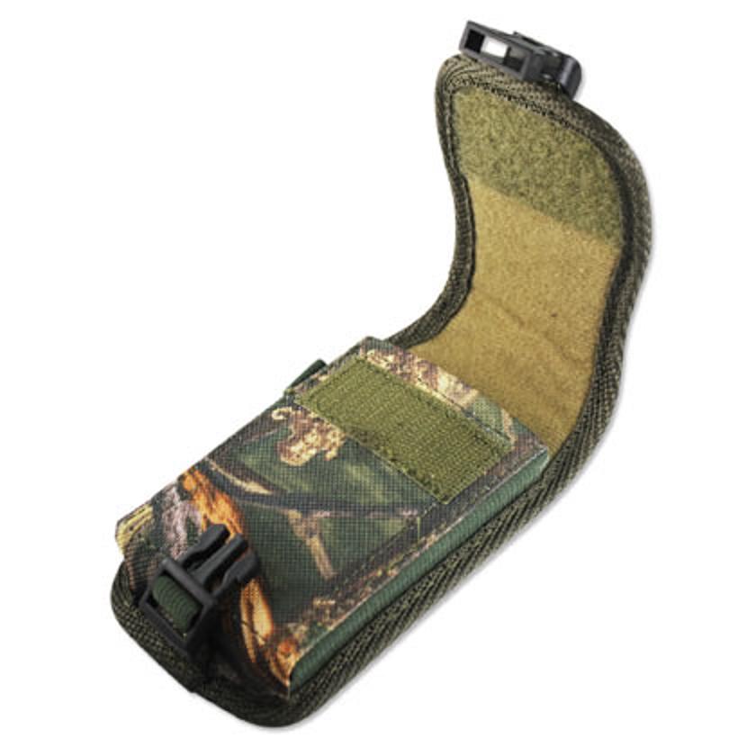 Vertical Rugged Pouch/Phone Holster With Buckle Clip Camouflage In Cardboard Packaging