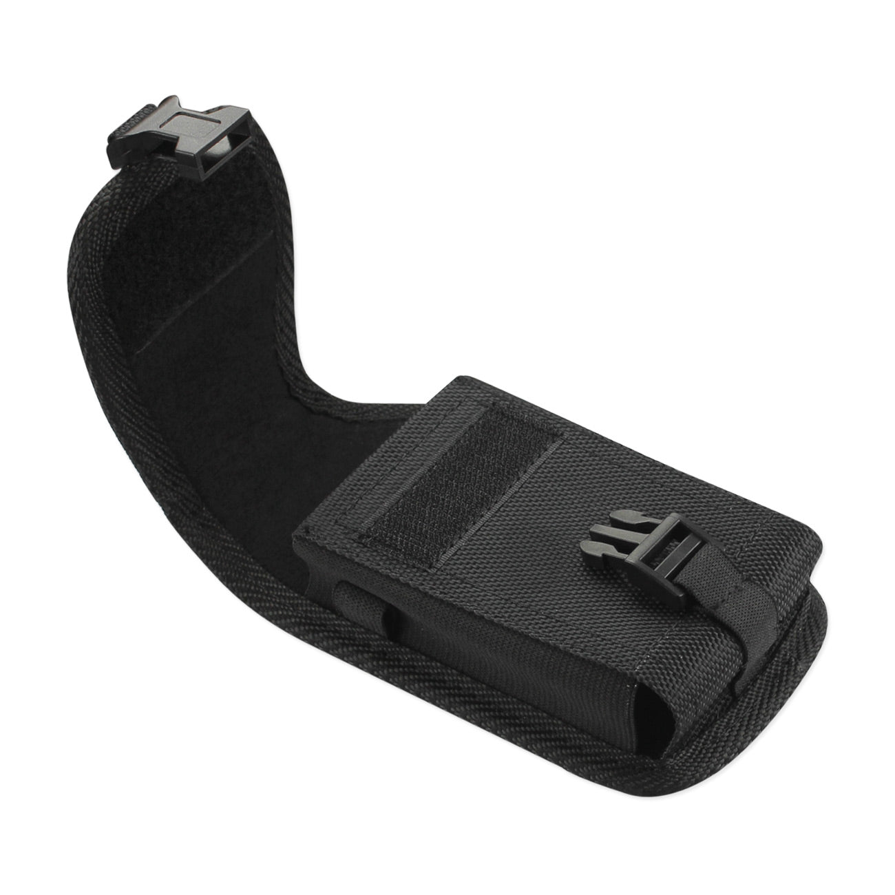 Vertical Rugged Pouch/Phone Holster With Buckle Front Black In Cardboard Packaging