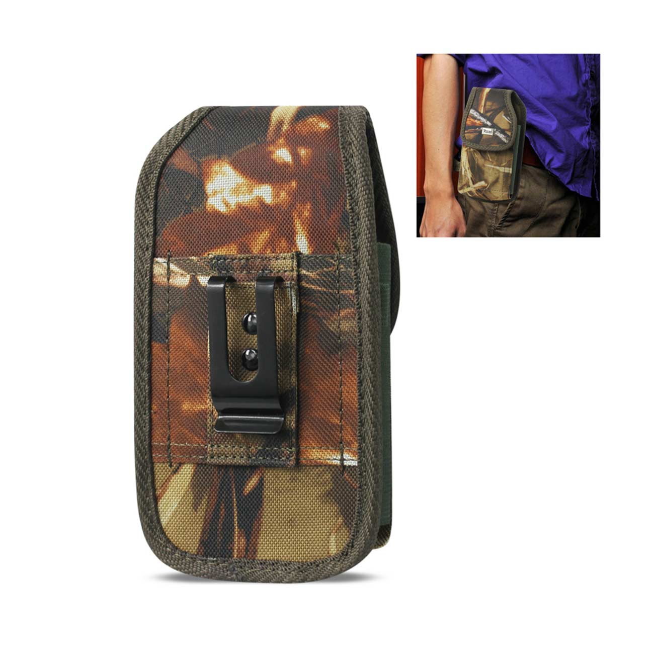 Vertical Rugged Pouch/Phone Holster With Velcro Closure Camouflage In Poly Bag Packaging