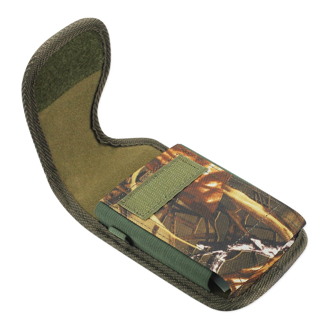 Vertical Rugged Pouch/Phone Holster With Velcro Closure Camouflage In Cardboard Packaging