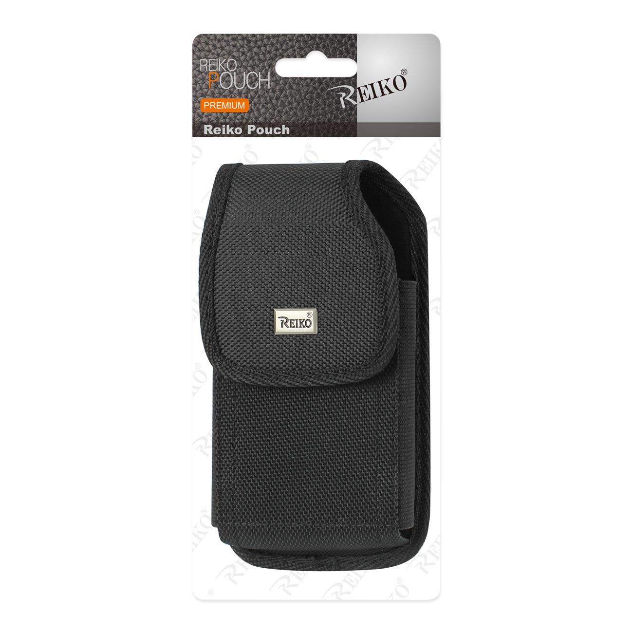 Vertical Rugged Pouch/Phone Holster In Black Velcro Closure With Cardboard Packaging