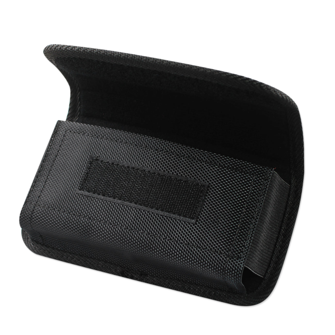 Pouch/ Phone Holster Horizontal Rugged Engraved Logo Velcro Metal Belt Clip Black Color