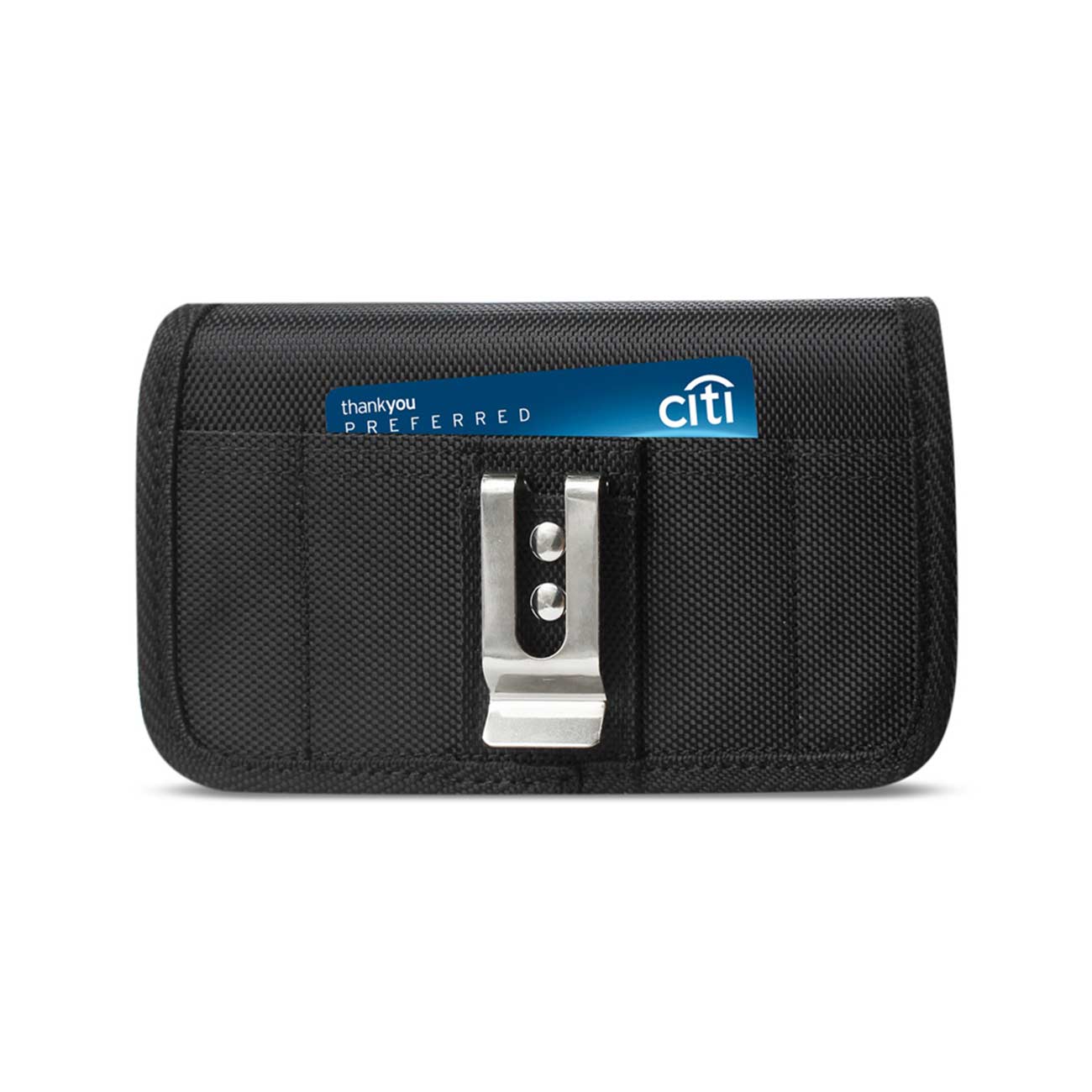 Pouch/ Phone Holster Rugged Horizontal With Velcro And Metal Belt Clip Black Color