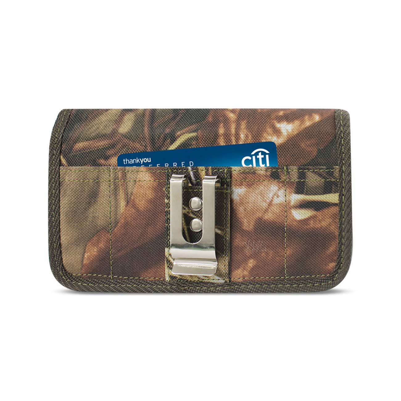 Pouch/ Phone Holster Rugged Horizontal With Velcro And Metal Belt Clip Camouflage
