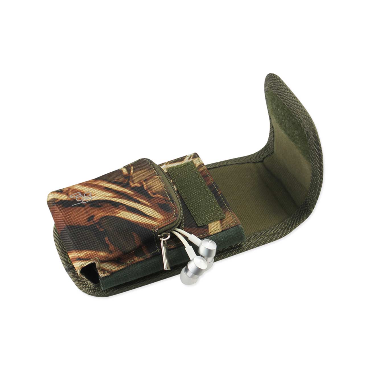 Vertical Rugged Pouch/Phone Holster With Zipper Pocket Camouflage In Cardboard Packaging