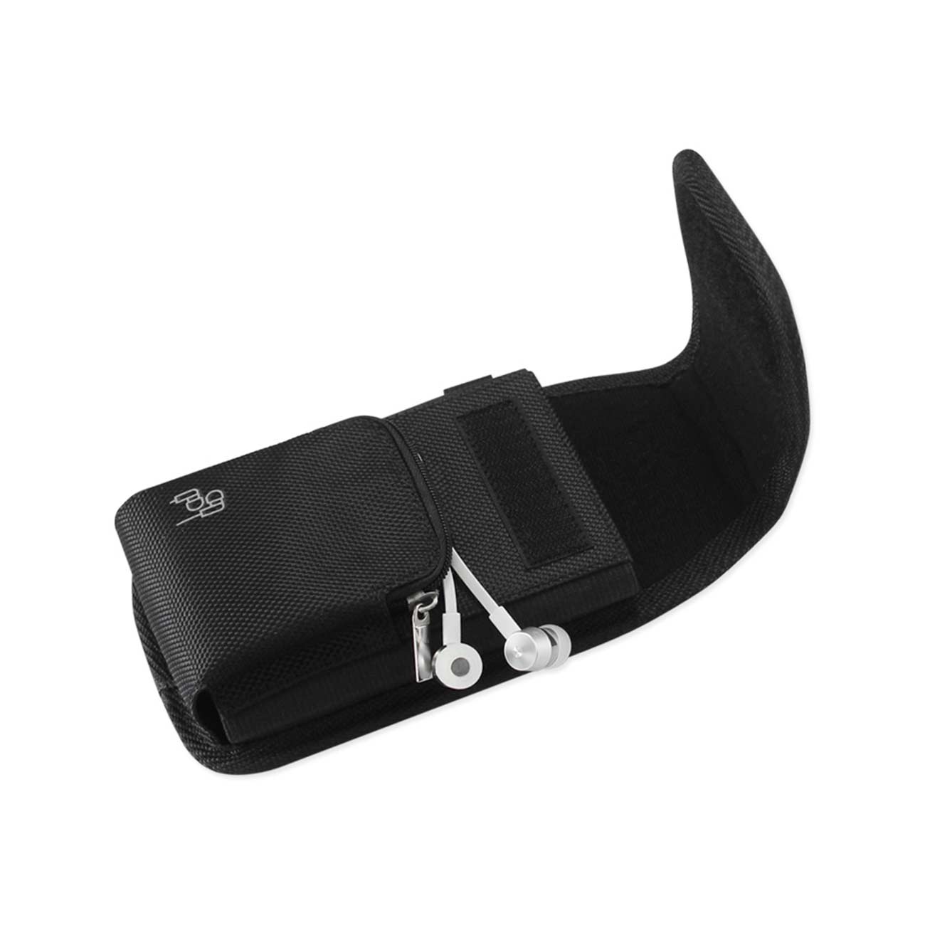 Vertical Rugged Pouch/Phone Holster With Zipper Pocket Black In Cardboard Packaging