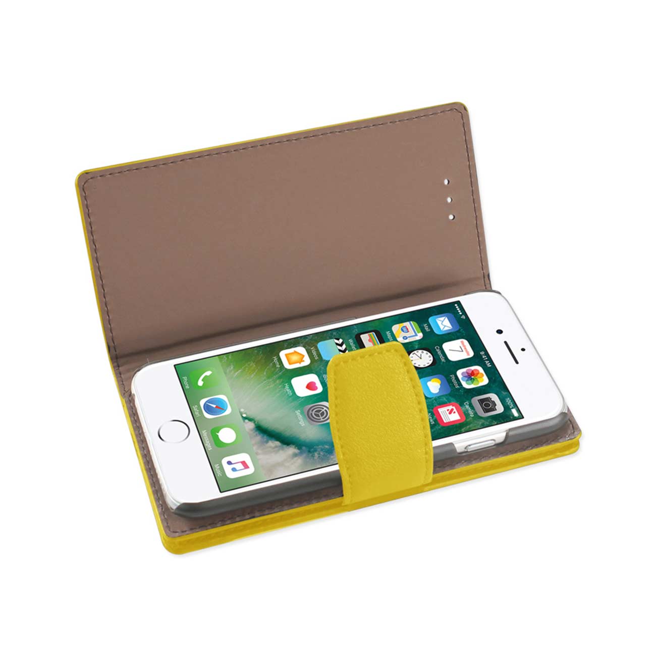 Wallet Case Synthetic Bullhide Leather With RFID Card Protection iPhone 7/ 8/ SE2 Yellow Color