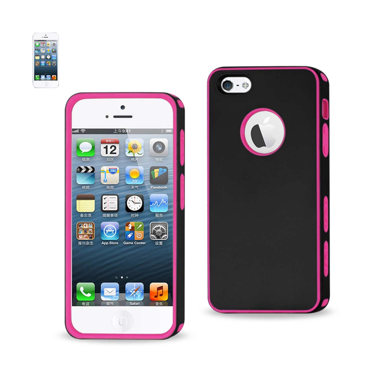 iPhone 5/5S/Se Slim Commute Case In Black Hot Pink