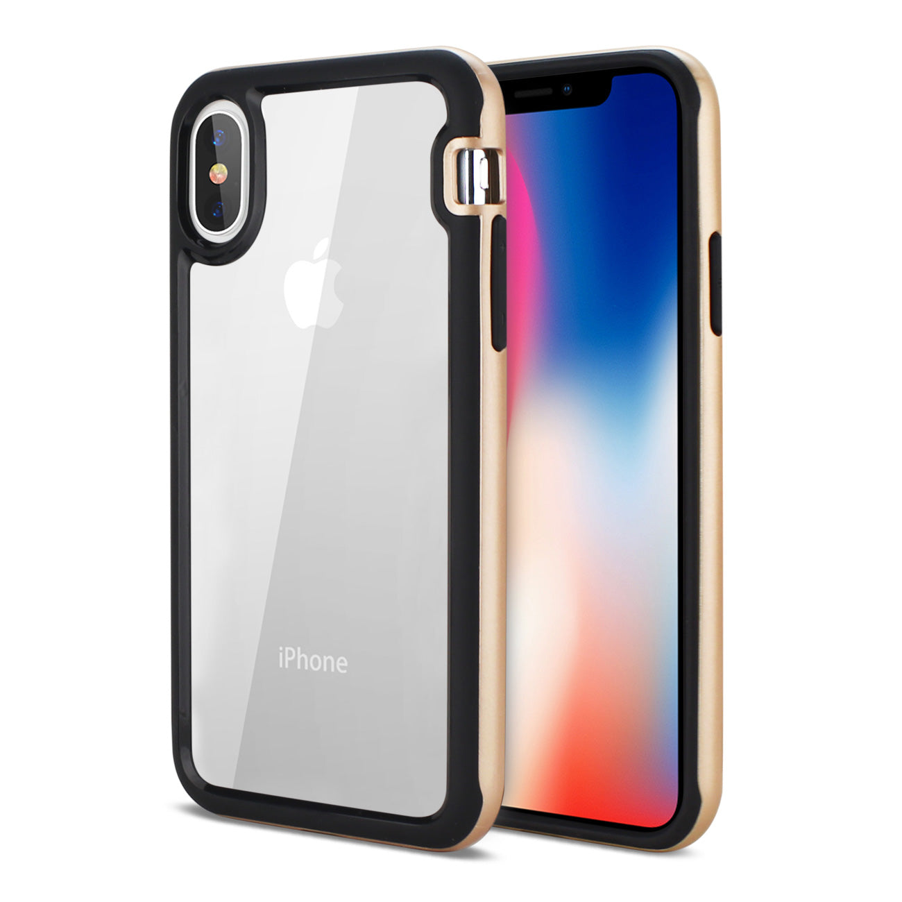 iPhone X/iPhone XS Hard Transparent Plastic TPU Case In Clear Gold