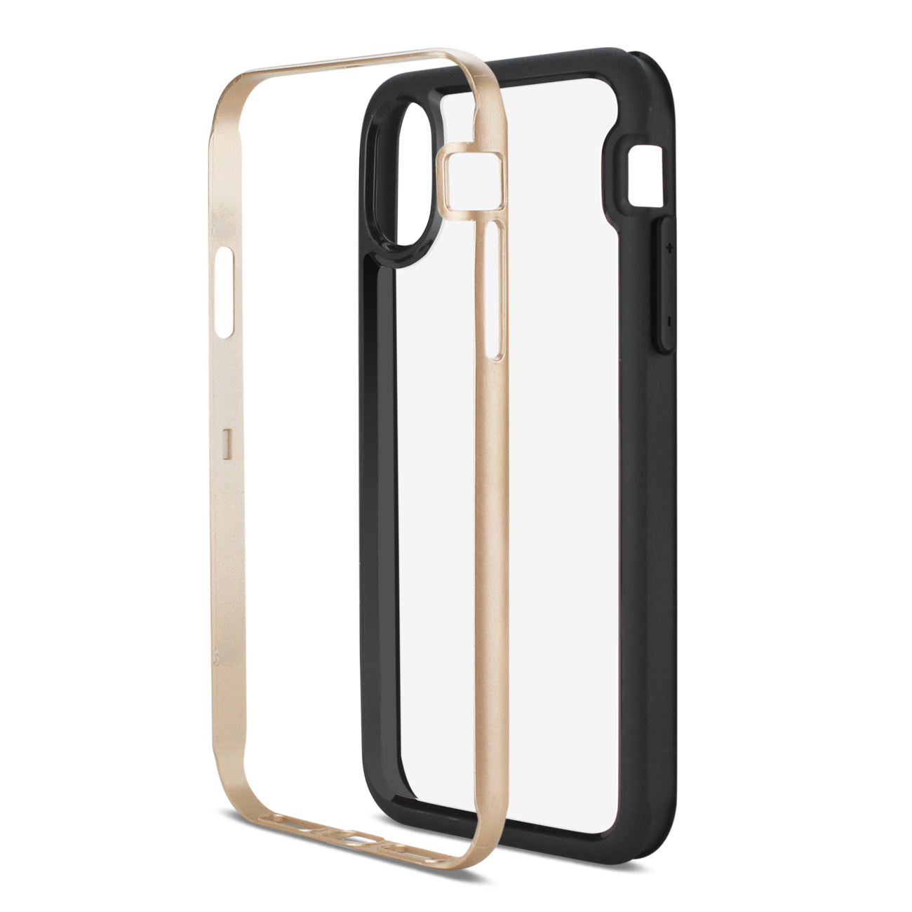 iPhone X/iPhone XS Hard Transparent Plastic TPU Case In Clear Gold