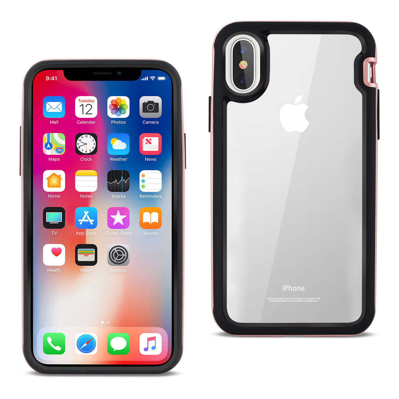iPhone X/iPhone XS Hard Transparent Plastic TPU Case In Clear Rose Gold