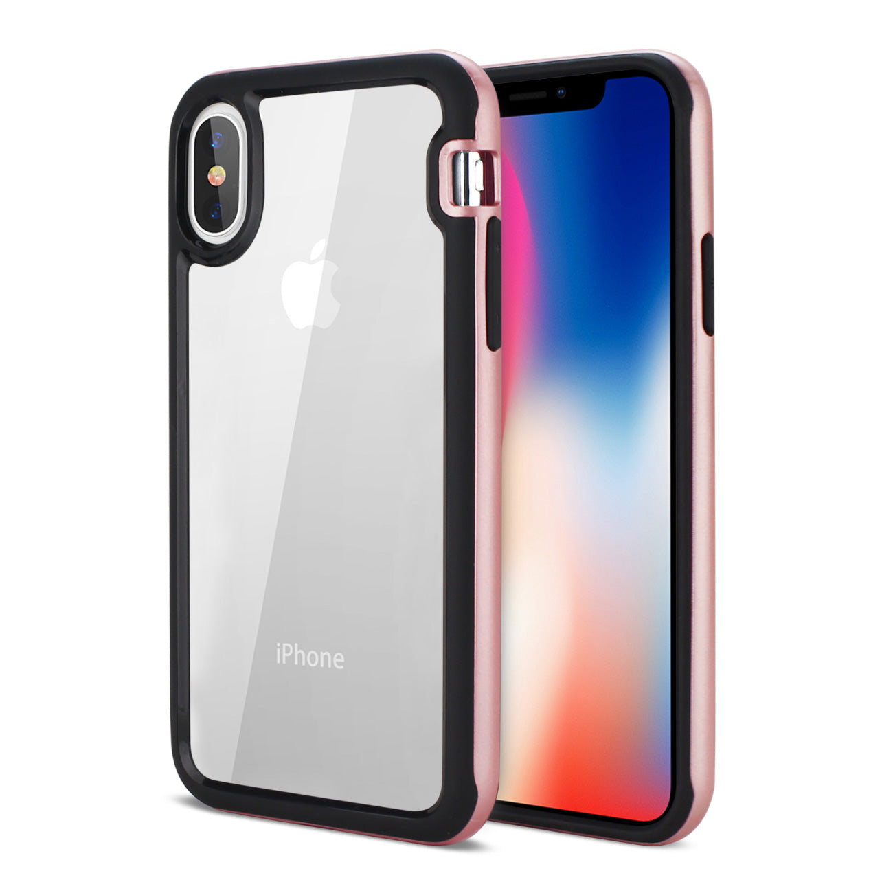iPhone X/iPhone XS Hard Transparent Plastic TPU Case In Clear Rose Gold
