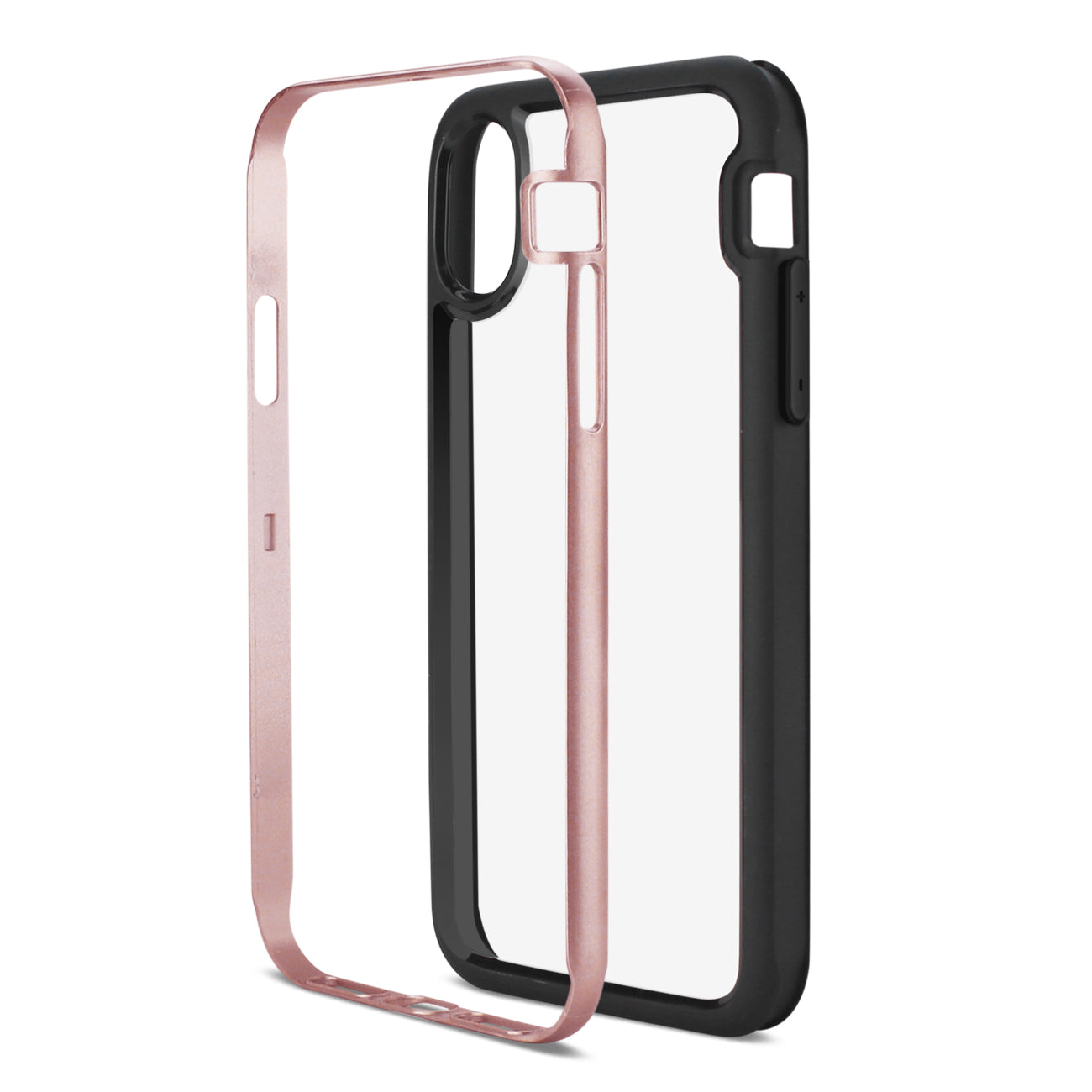 iPhone X/iPhone XS Hard Transparent Plastic TPU Case In Clear Rose Gold