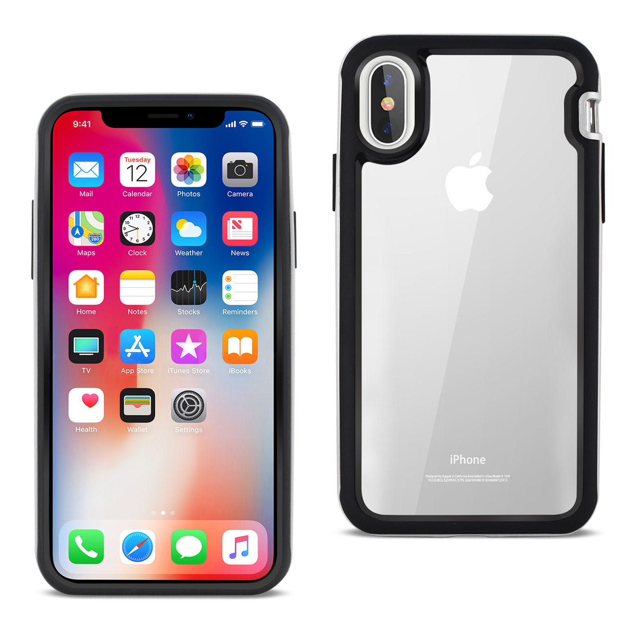 iPhone X/iPhone XS Hard Transparent Plastic TPU Case In Clear Silver