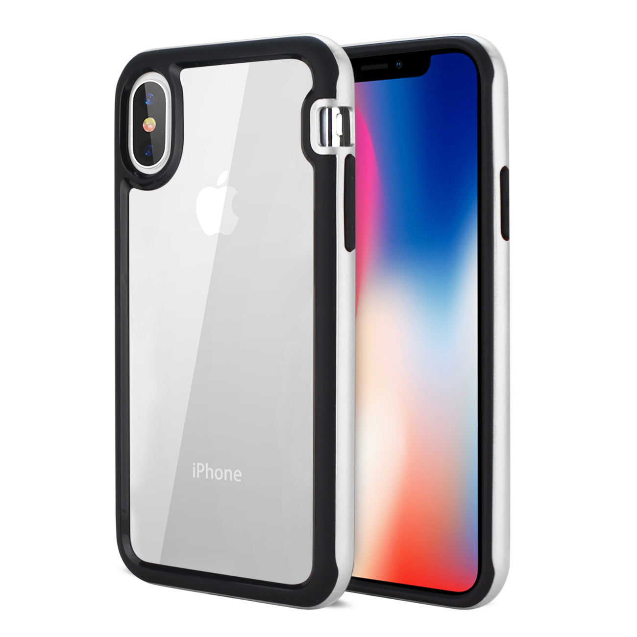 iPhone X/iPhone XS Hard Transparent Plastic TPU Case In Clear Silver