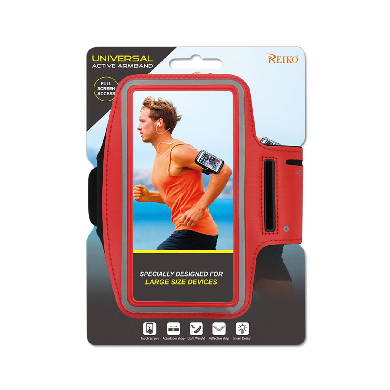 Case Touch Screen With Running Armband Reiko 5.4X2.65X0.35 Inches Red Color