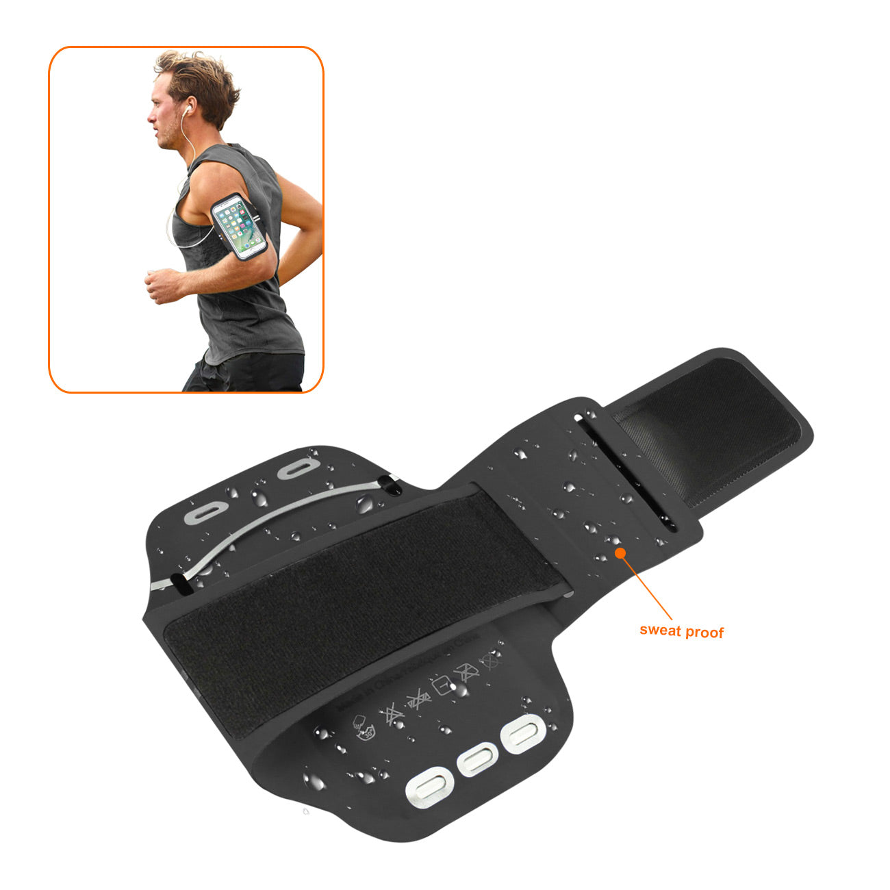 Reiko Running Sports Armband With Touch Screen 5X3X0.5 Inches Device In Black