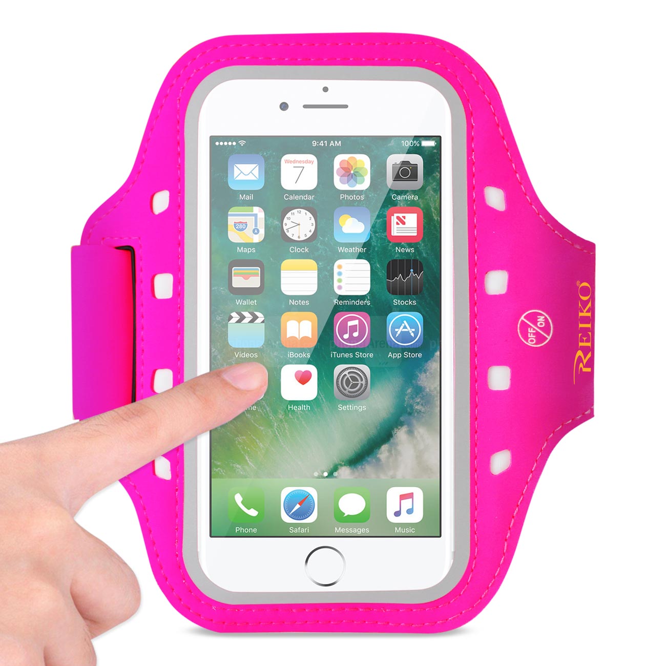 Reiko Running Sports Armband With LED Light And Touch Screen 5X3X 0.5 Inches Device In Pink