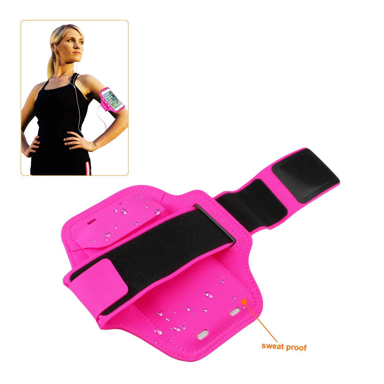 Reiko Running Sports Armband With LED Light And Touch Screen 5X3X 0.5 Inches Device In Pink