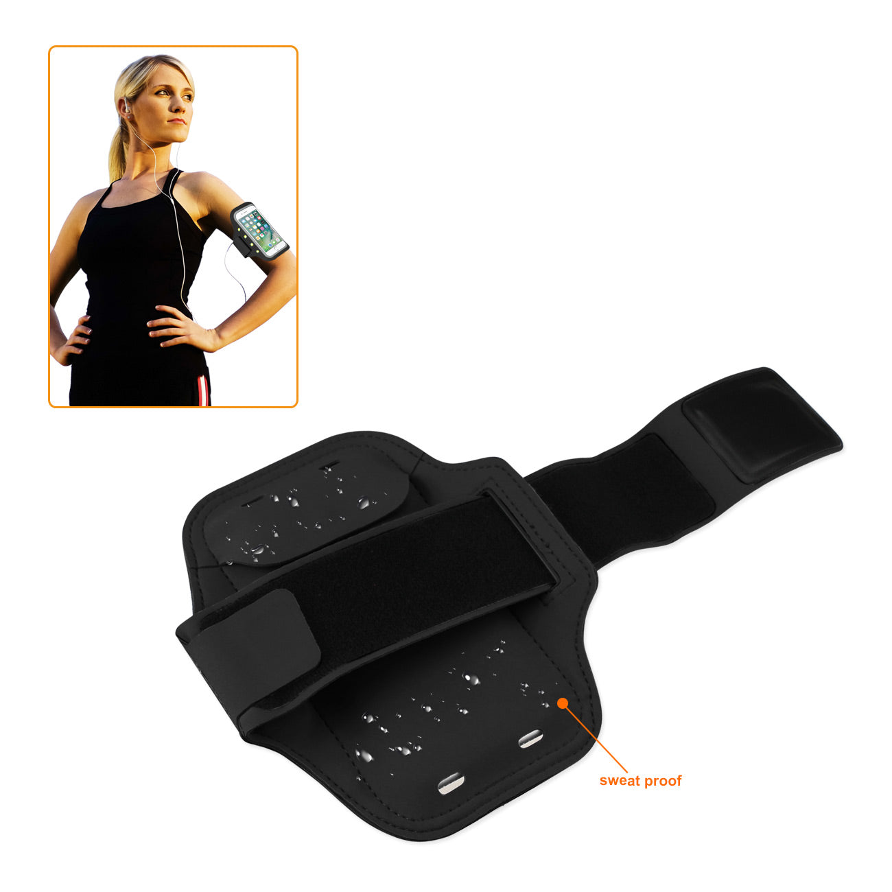 Reiko Running Sports Armband With LED Light And Touch Screen 5.5X3X 0.5 Inches Device In Black