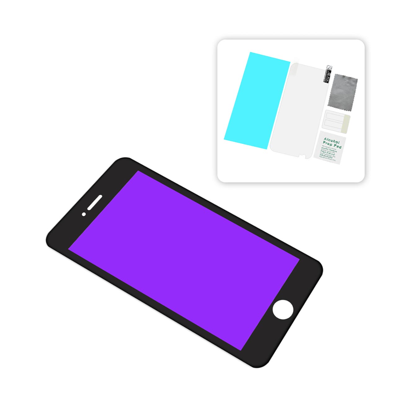 Glass Screen Protector Tempered 3D Anti Blue Light Filter iPhone 6 Plus Black Color