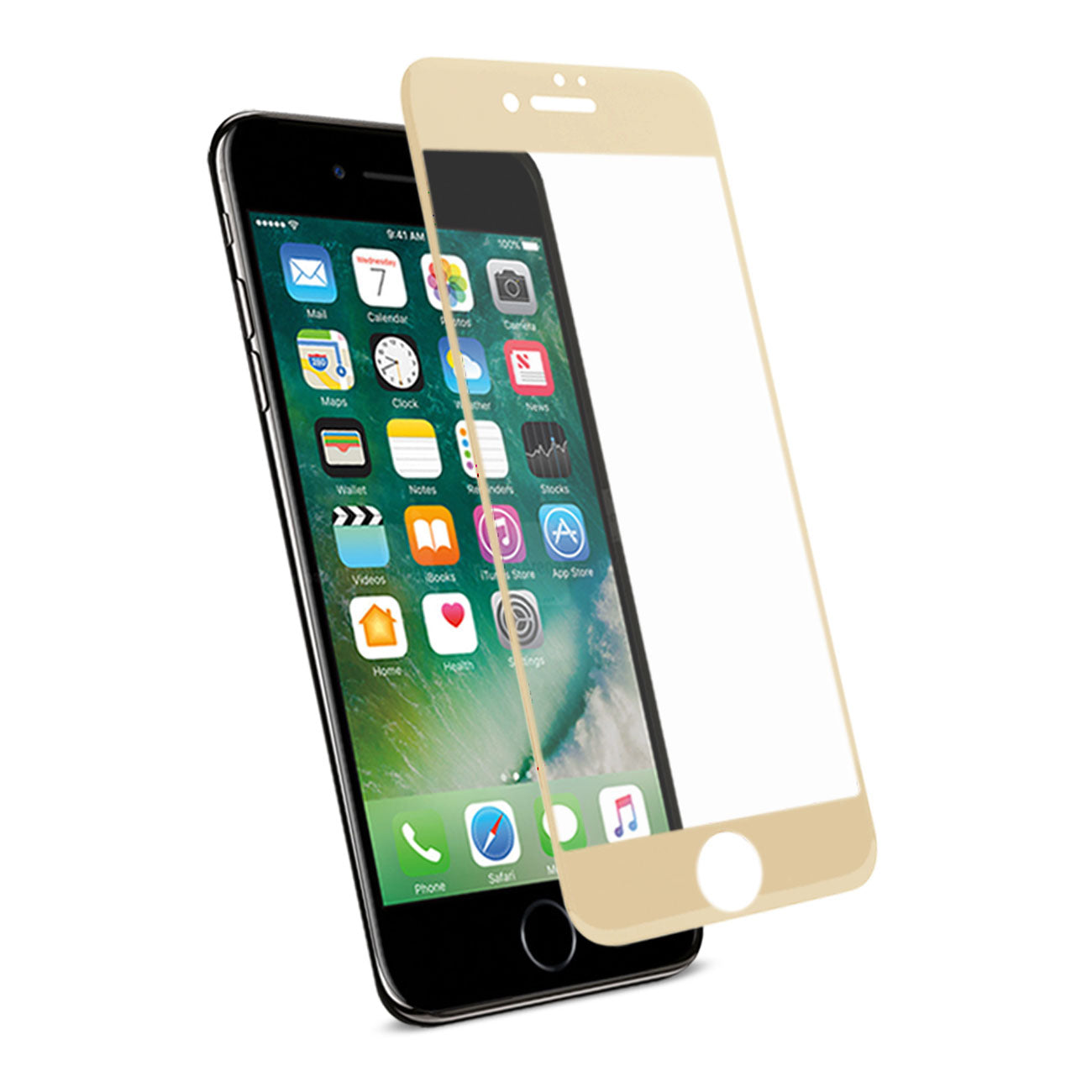 Glass Screen Protector Tempered Full Coverage 3D Curved iPhone 7 Plus Gold Color