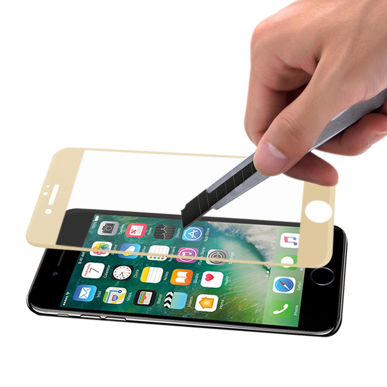 Glass Screen Protector Tempered Full Coverage 3D Curved iPhone 7 Plus Gold Color