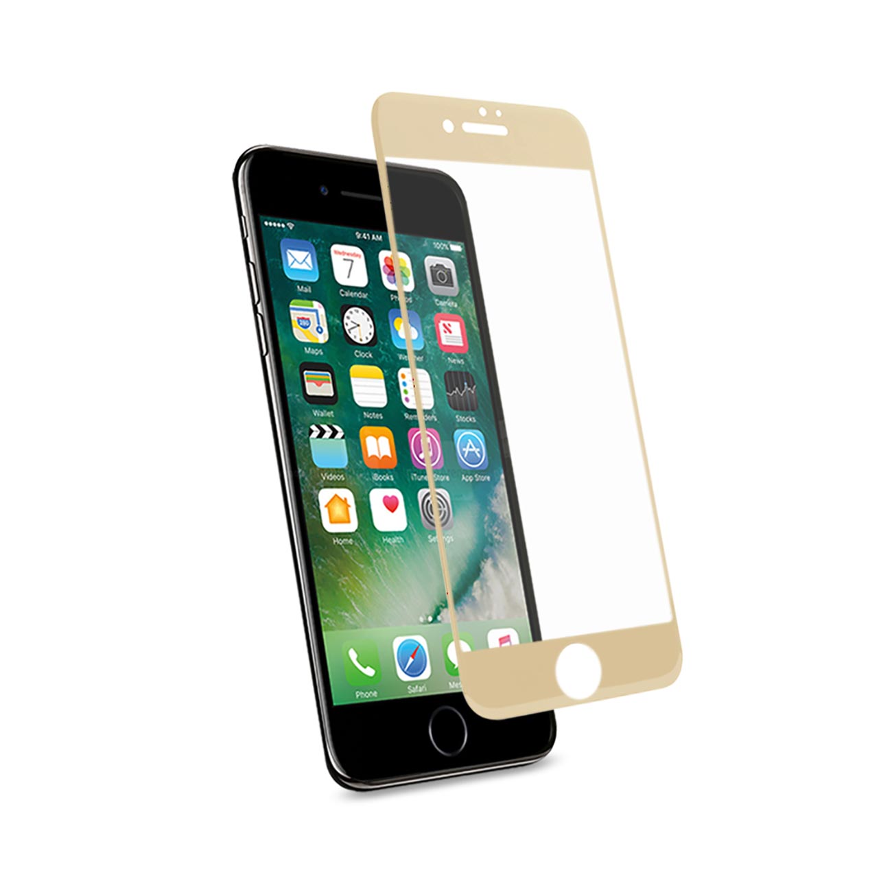 Glass Screen Protector Full Coverage 3D Curved iPhone 7/ 8/ SE2 Gold Color
