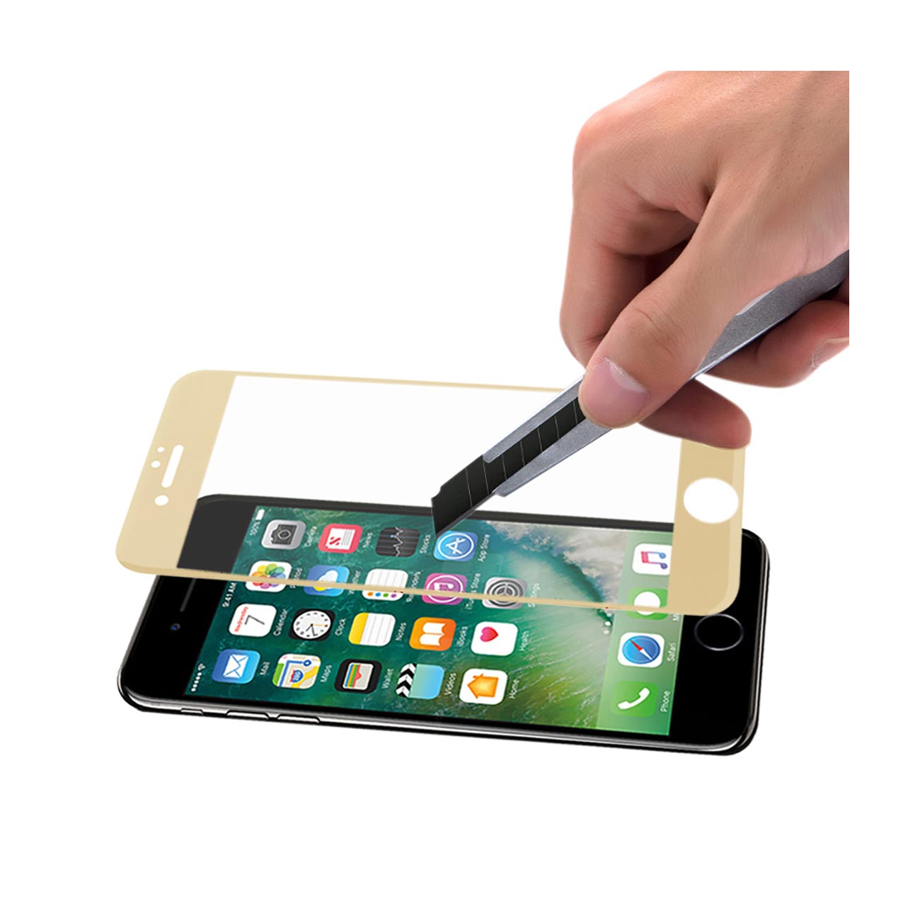 Glass Screen Protector Full Coverage 3D Curved iPhone 7/ 8/ SE2 Gold Color
