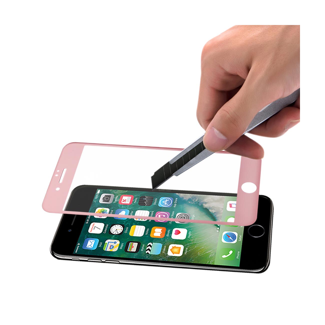 Glass Screen Protector Tempered Full Coverage 3D Curved iPhone 7/ 8/ SE2 Rose Gold Color