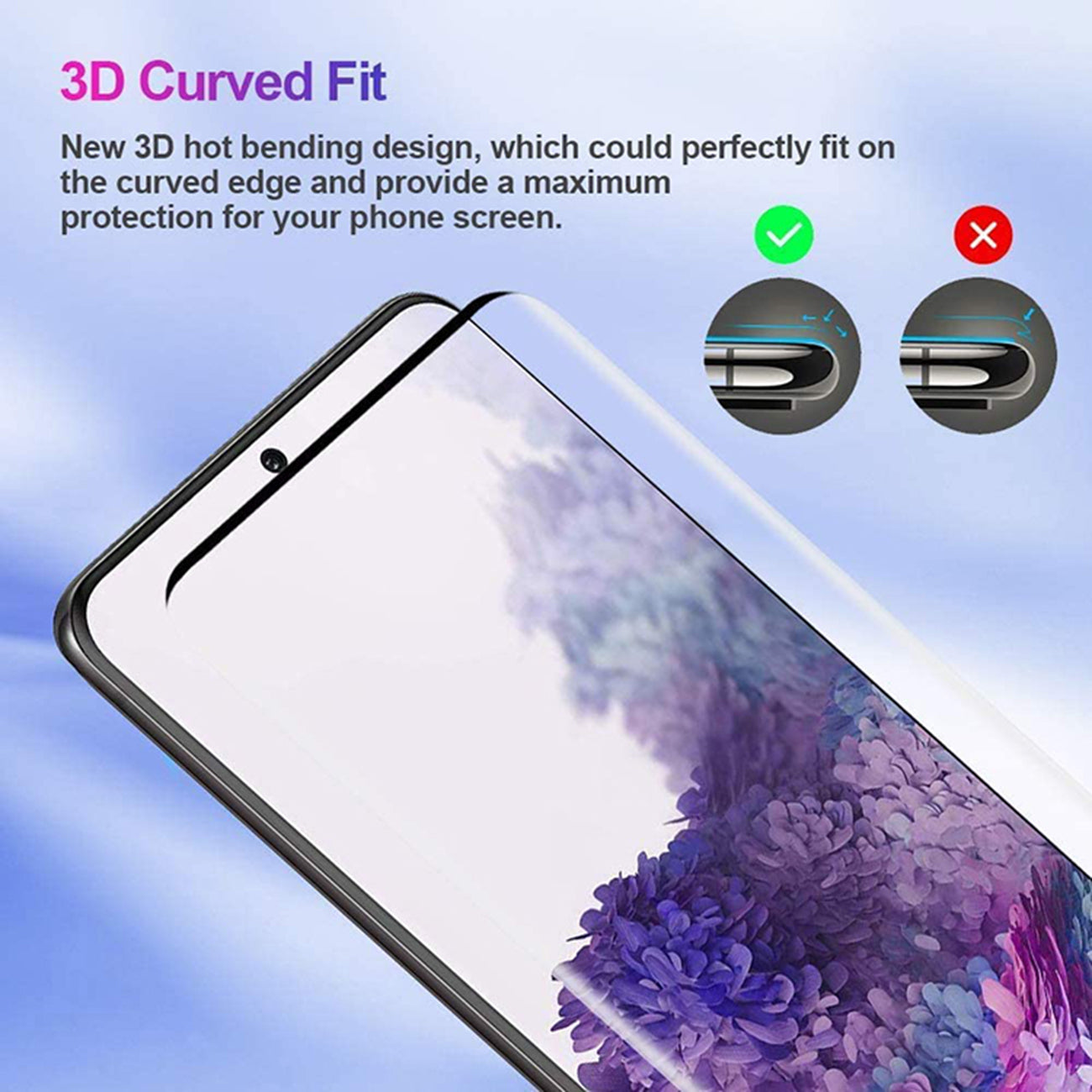 Glass Screen Protective Cover Super Shock Resistant 3D Curved Edge Samsung Galaxy S20