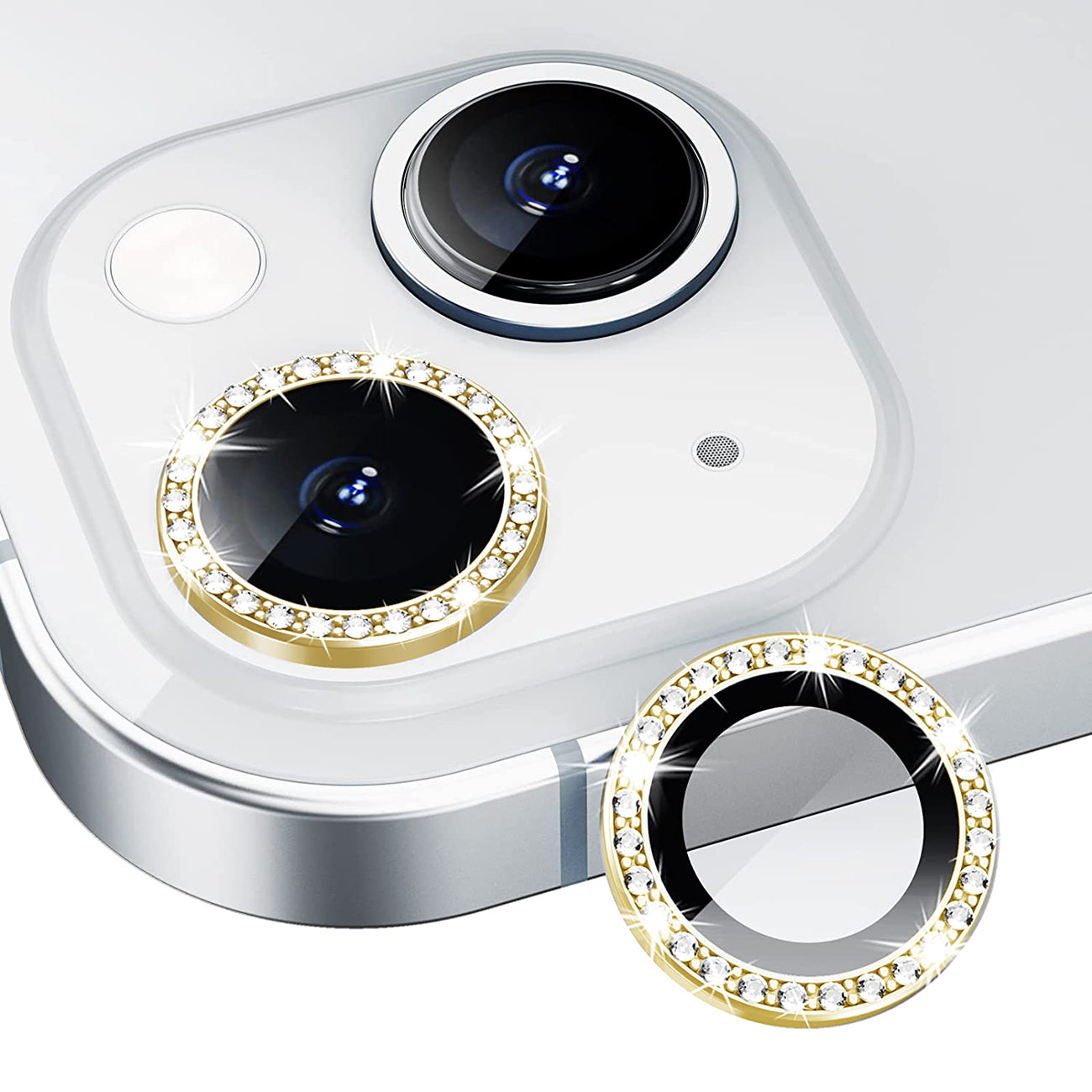 Diamond Camera Lens Protector for iPhone 14 / iPhone 14 Plus In Gold