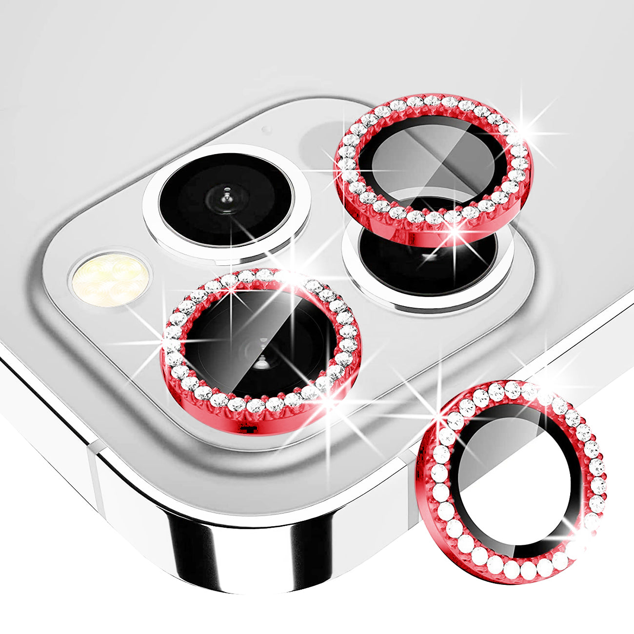 Diamond Camera Lens Protector for iPhone 14 Pro / iPhone 14 Pro Max In Red