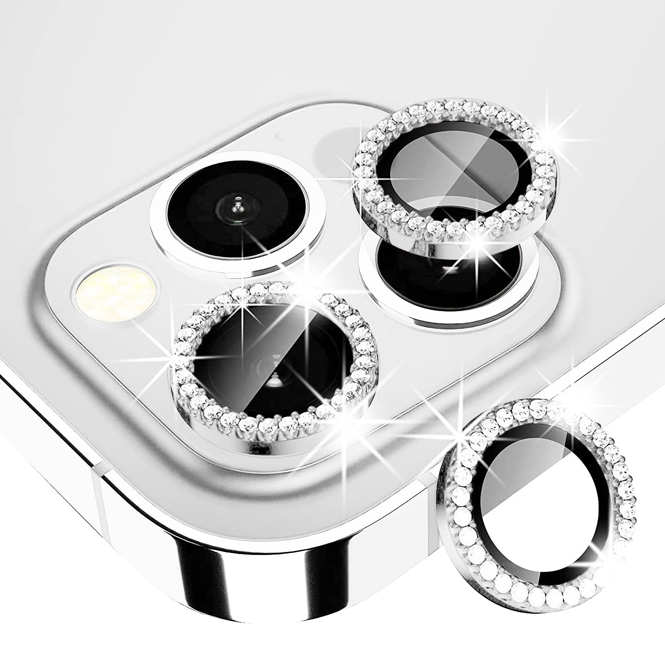 Diamond Camera Lens Protector for iPhone 14 Pro / iPhone 14 Pro Max In Silver
